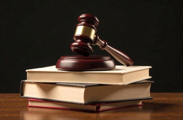 Justice gavel on stack of books. concept of law and justice.