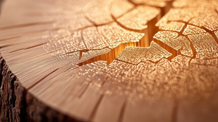 Fototapeta premium Close up Texture of Oak Bark with Engraved Data Streams and Eco Friendly Abstract Pattern