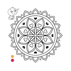  Pattern in the form of a mandala. Henna tattoo mandala. Mehndi style. Decorative pattern in oriental style. Coloring book page.
