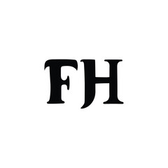 FH monogram logo design letter text name symbol monochrome logotype alphabet character simple logo