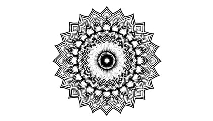 Classic Islamic rosette pattern design in black and white, symmetry