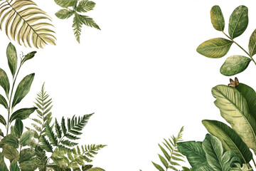 Fototapeta premium PNG Summer season leaf border leaves illustration vintage.