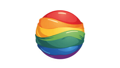 Vibrant rainbow flag spiraling around a sphere, symbol of pride