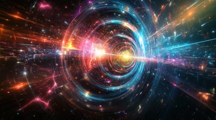 Obraz premium Holographic Simulation of Intergalactic Quantum Communication