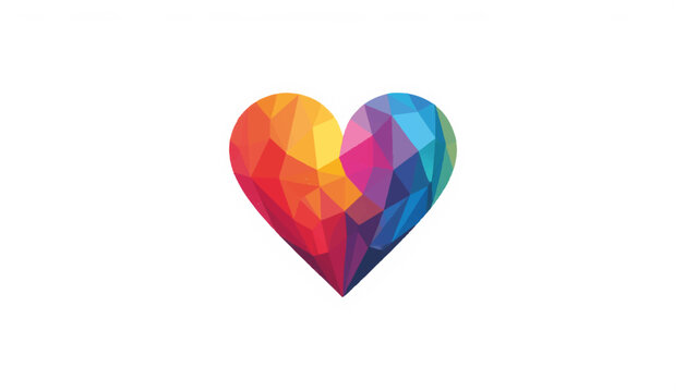 Geometric heart shape filled with rainbow colors, vibrant symbolism