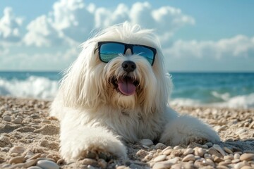 Bergamasco Sheepdog Laying on the Shore &ndash; Rustic Summer Charm