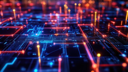 Fototapeta premium Futuristic Circuit Pathways Inside a Quantum Data Center