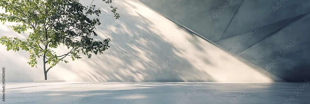 Aufkleber minimalist empty concrete wall with subtle light and shadow effects, modern architectural interior, 