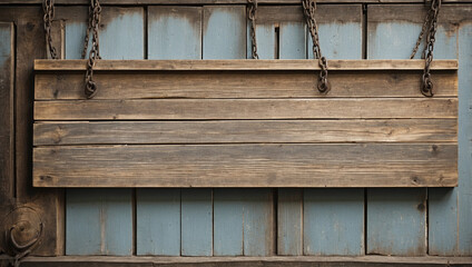 An Old Weathered Wooden Sign Hanging from a Chain That Evokes Nostalgia and Charm