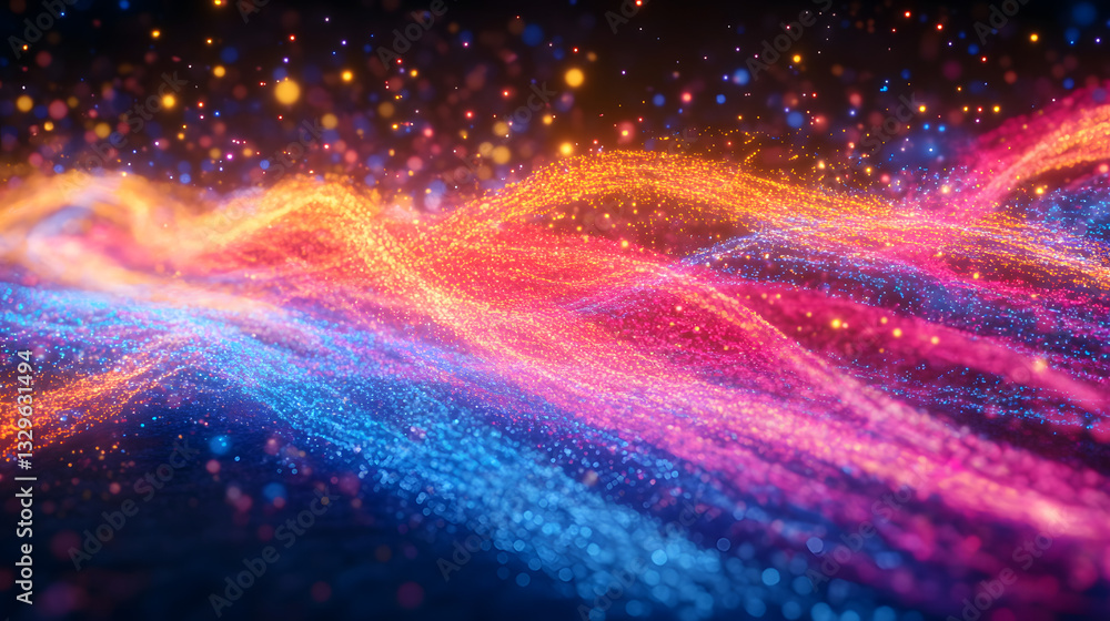 Poster stunning colorful galaxy with stars and fractal patterns captured in dynamic video format creating a