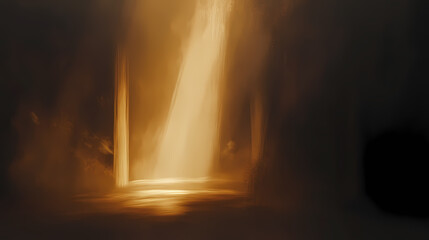Layers of smoky haze swirling under a beam of light in a dark room. Smoky Glow. Illustration