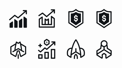 Set of Business and Finance Icons logo vector depicting Growth, Security, and Innovation
