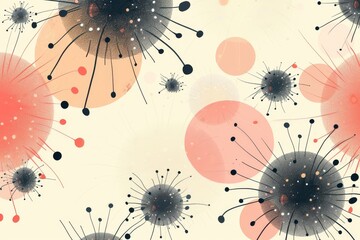 Abstract virus-inspired pattern in red and black hues