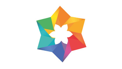Pride-themed geometric star illustration in rainbow colors, celebration