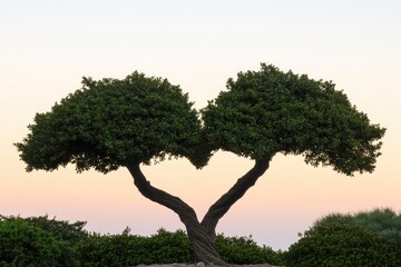 Two trees form heart shape, symbolizing love and connection at s