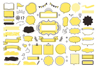 ポップな吹き出しと飾りのイラストセット