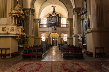 The interior of The Franciscan Church, the oldest existing religious building in the Old Town of...