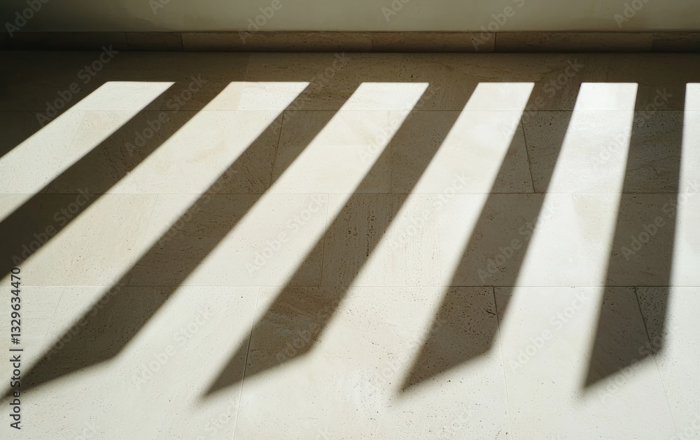 Aufkleber bright sunlight streams through a window creating distinct shadows on a textured floor