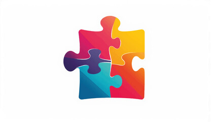 Obraz premium Colorful geometric puzzle piece illustration in flat design, creative concept