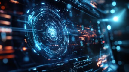 Fototapeta premium Holographic Interface Displaying Quantum Simulation