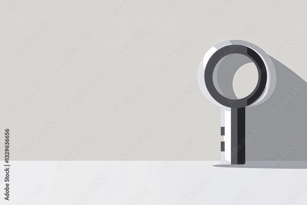 Poster modern key shape with shadow on minimalist background