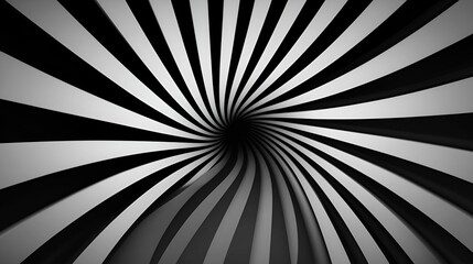 Abstract background radial blur focus concept. Abstract spiral pattern in black and white creating depth illusion.