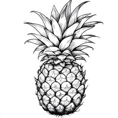 Obraz premium Hand-drawn illustration of a pineapple, showcasing its unique texture and detail.