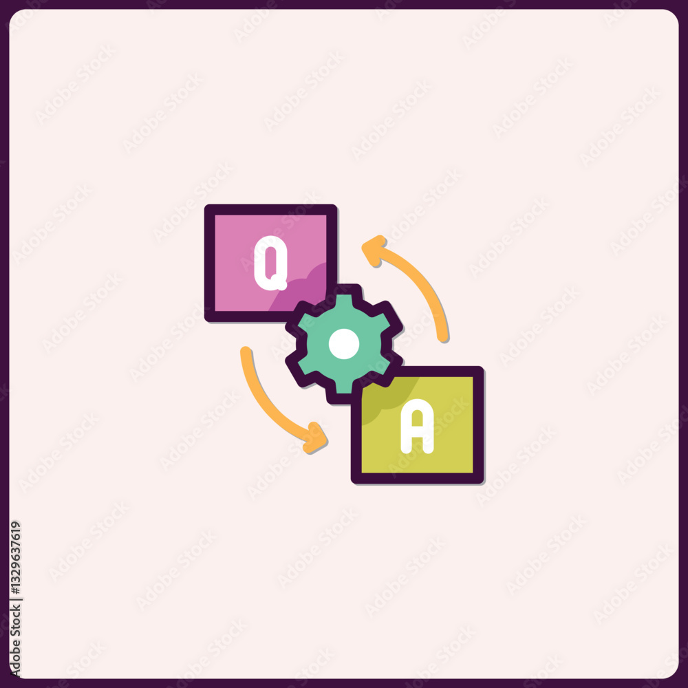 Poster question and answer mechanism icon representing solutions and understanding