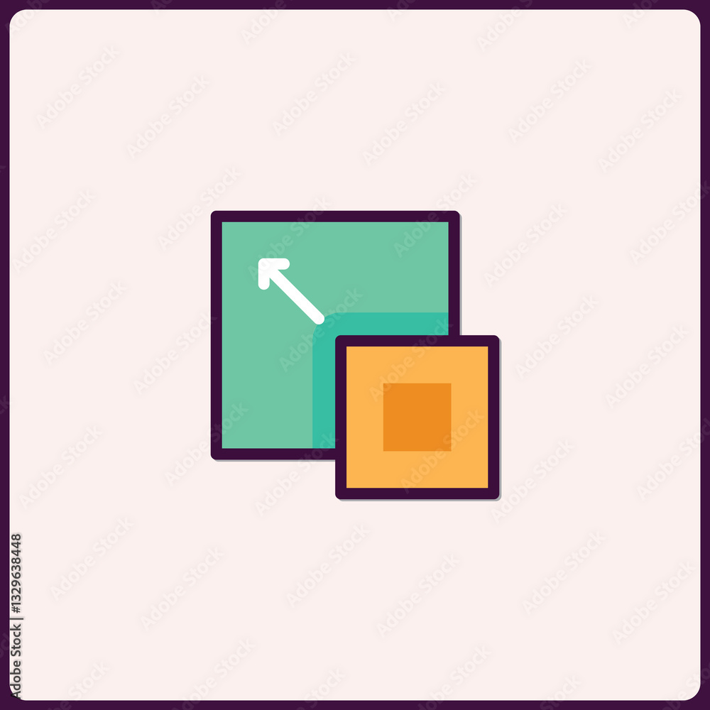 Poster square dimension icon representing resizing functionality and adjustment
