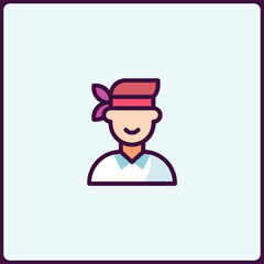 Stylized buccaneer character icon with headscarf and friendly expression