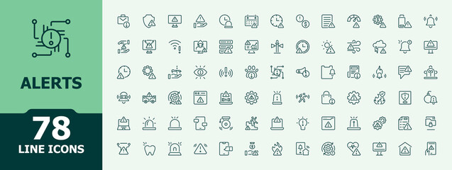 Alerts line icons. Caution editable vector icon and illustration. Simple line vector. Attention set of line pictogram. Minimalist editable vector stroke.