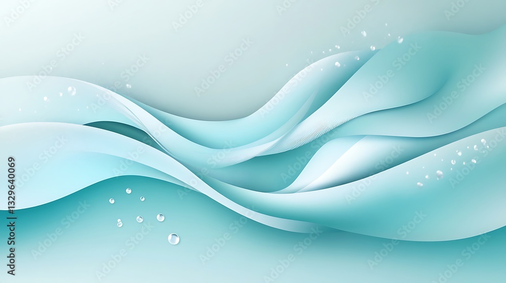 Poster abstract artistic ocean waves with gentle gradient color tones