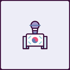 Stylized representation of South Korean flag design with microphone element