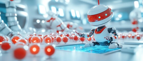 Miniature Robot in a Futuristic Laboratory