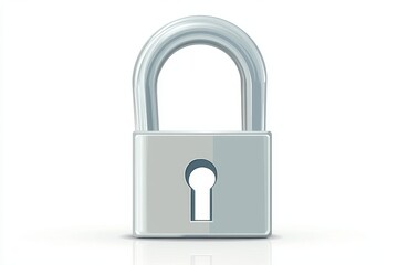 Naklejka premium Silver padlock with keyhole on a white background for security imagery