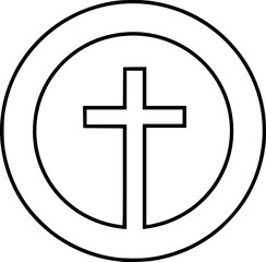 Fototapeta premium Line art christian cross. Christian cross vector sign isolated on transparent background. Vector illustration. 