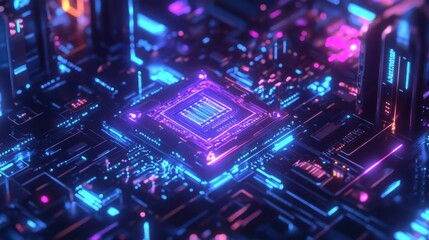 Fototapeta premium Quantum Processor with Intricate Superconducting Circuits