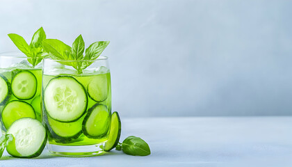 Refreshing cucumber basil infused drink