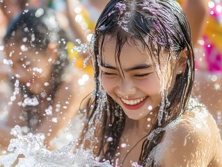 Fototapeta premium Joyful Celebration at the Water Festival