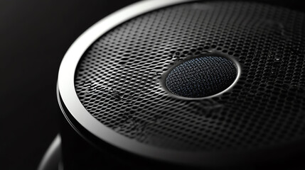 Close-up of a sleek sound speaker design.