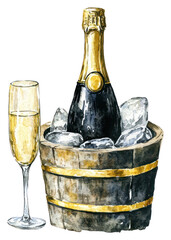 PNG Champagne bottle bucket glass.