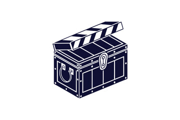 wooden chest plate treasure clip art vector illustration