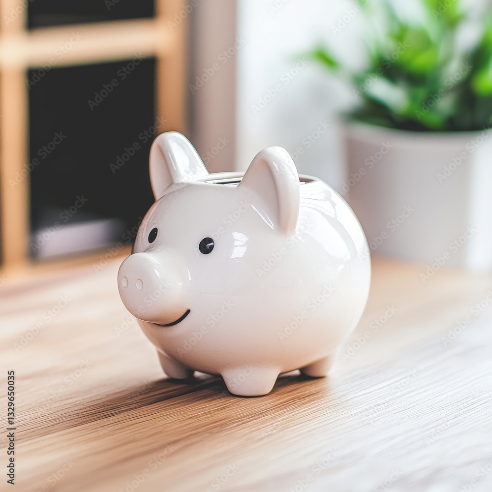 Aufkleber a playful pig figurine displayed on a table surrounded by decorative elements for a fun setting