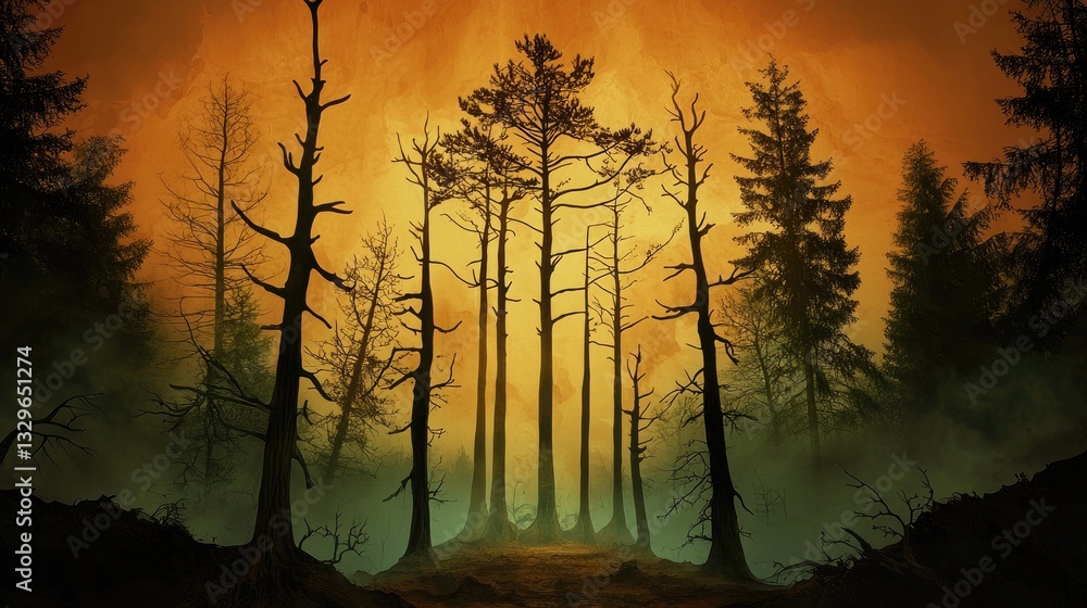 Aufkleber digital art background with a grunge spray effect and a deep, moody color gradient.