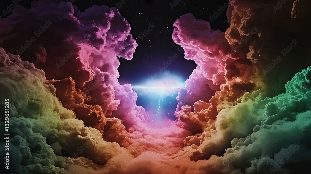 Poster digital art background with a grunge spray effect and a deep, moody color gradient.