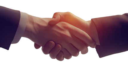Business handshake with suit sleeves, isolated on transparent background
