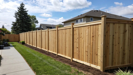wooden house with a fence in a park 