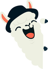Happy Llama Wearing Bowler Hat