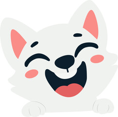 Happy White Cartoon Dog Peeking