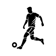 Fototapeta premium Soccer player running with ball, footballer isolated vector silhouette, football player